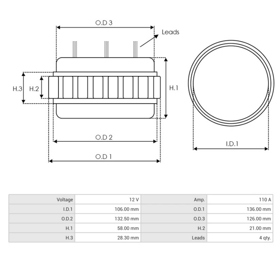 AS5086S Alternator Stator