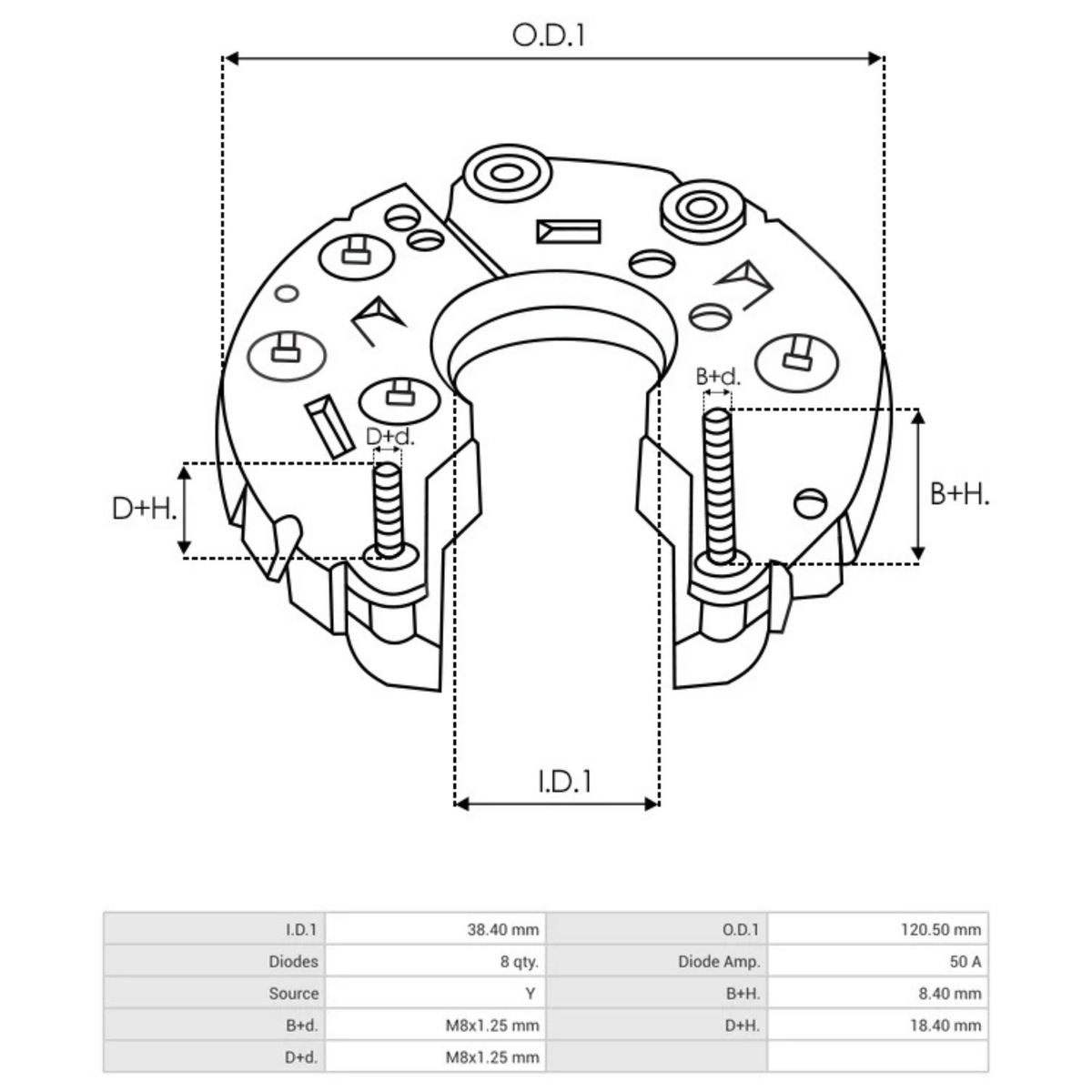 AS-PL ARC0089 Alternator Rectifier BOSCH 0124225053 0124325079 0124325163 0124325168 0124325171 0124325172 0124325221, OPEL 13229984, TOYOTA 27060-0D140  27060-0J061