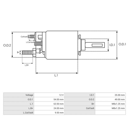 SS3071(VALEO) Valeo Starter Solenoid 12V dimensions