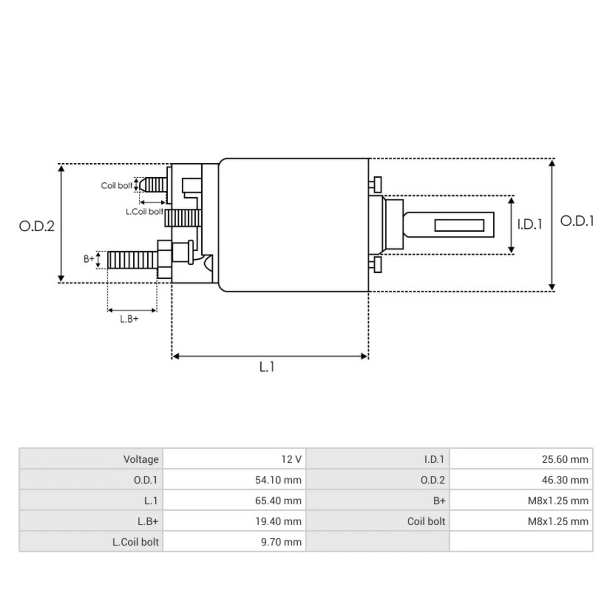 SS3030(VALEO) Starter Solenoid dimensions