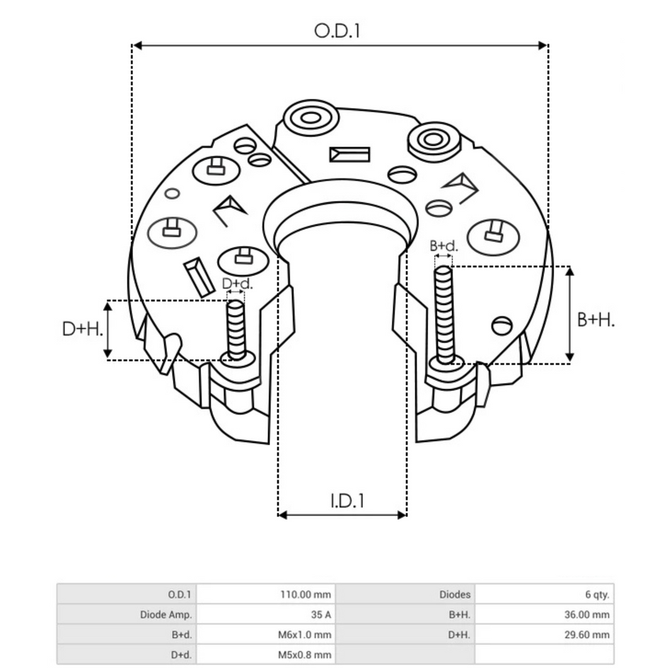 Alternator rectifier dimensions 