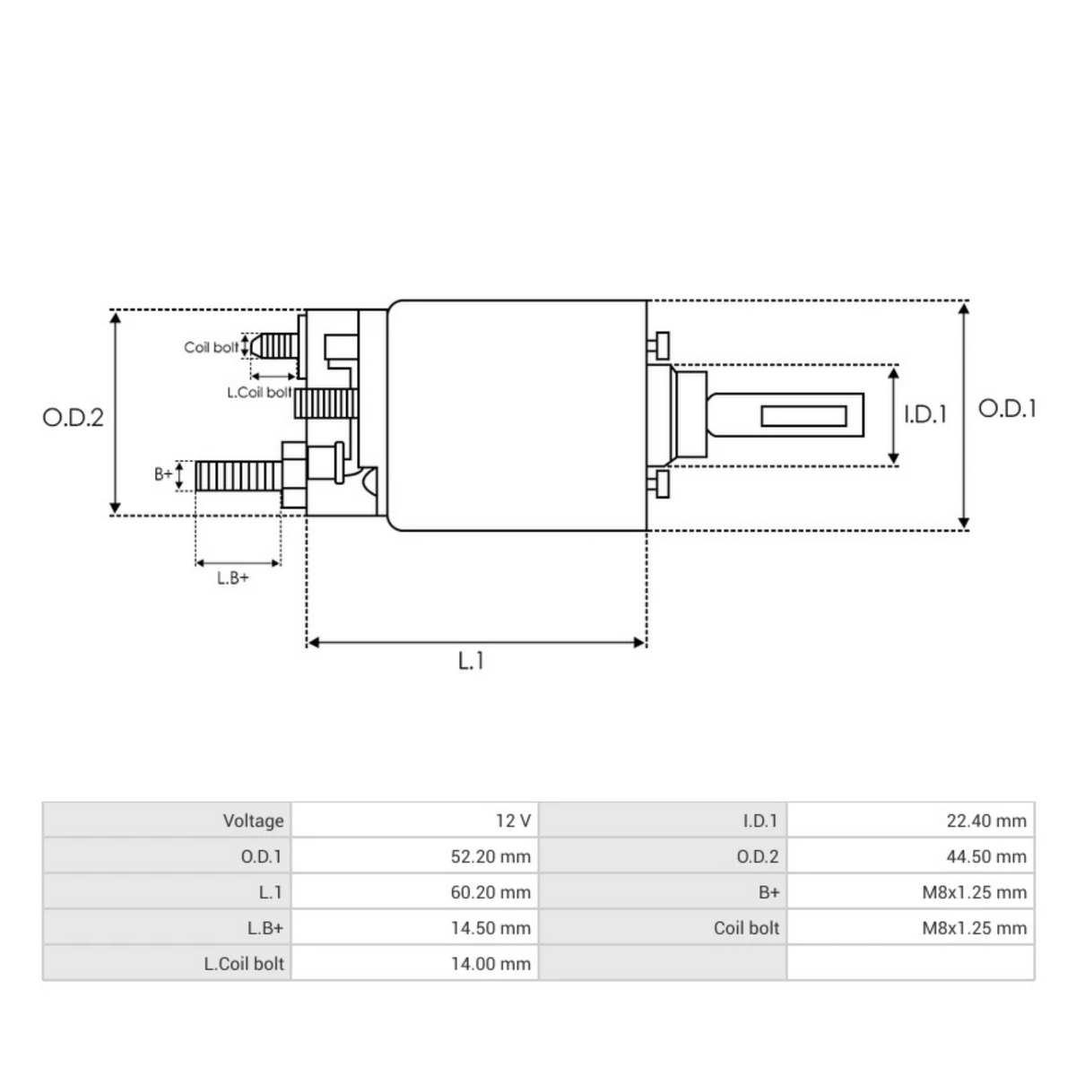 SS2006P Starter Solenoid Mazda Kia hitachi starters 12V dimensions