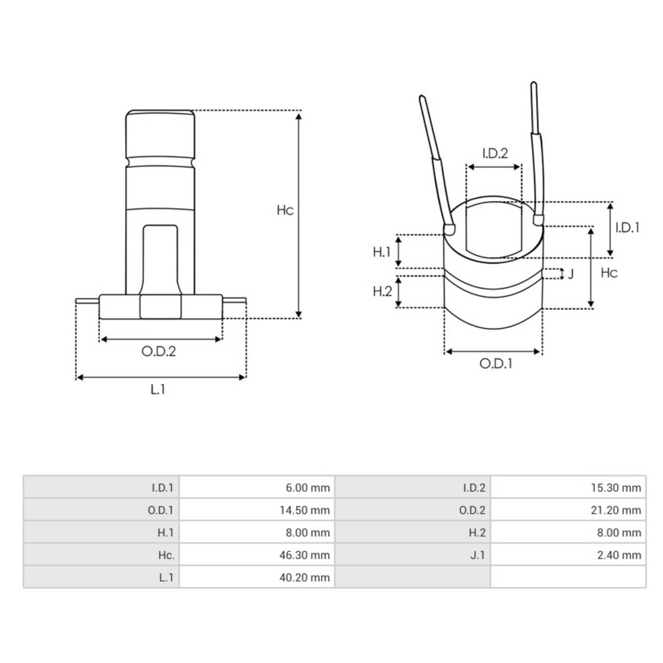 ASL9034 Alternator Slip Ring DENSO dimensions