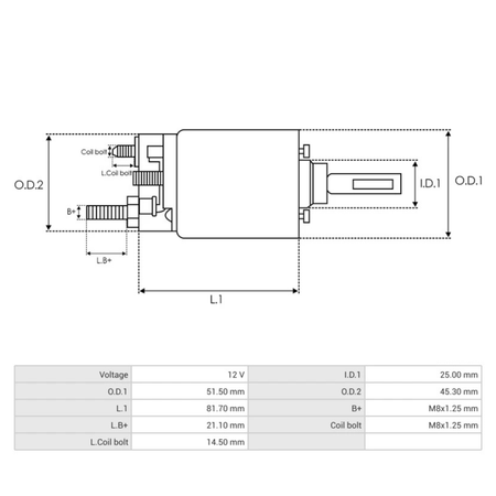 SS5037P Starter Solenoid 12V Mitsubishi Citroen Fiat Lancia M000T80082, M001T80081, M001T80082, M001T80381, M001T80481, M0T20871, M0T80082, M1T80081, M1T80082, M1T80381, M1T80481, M1T90281, 9656262780