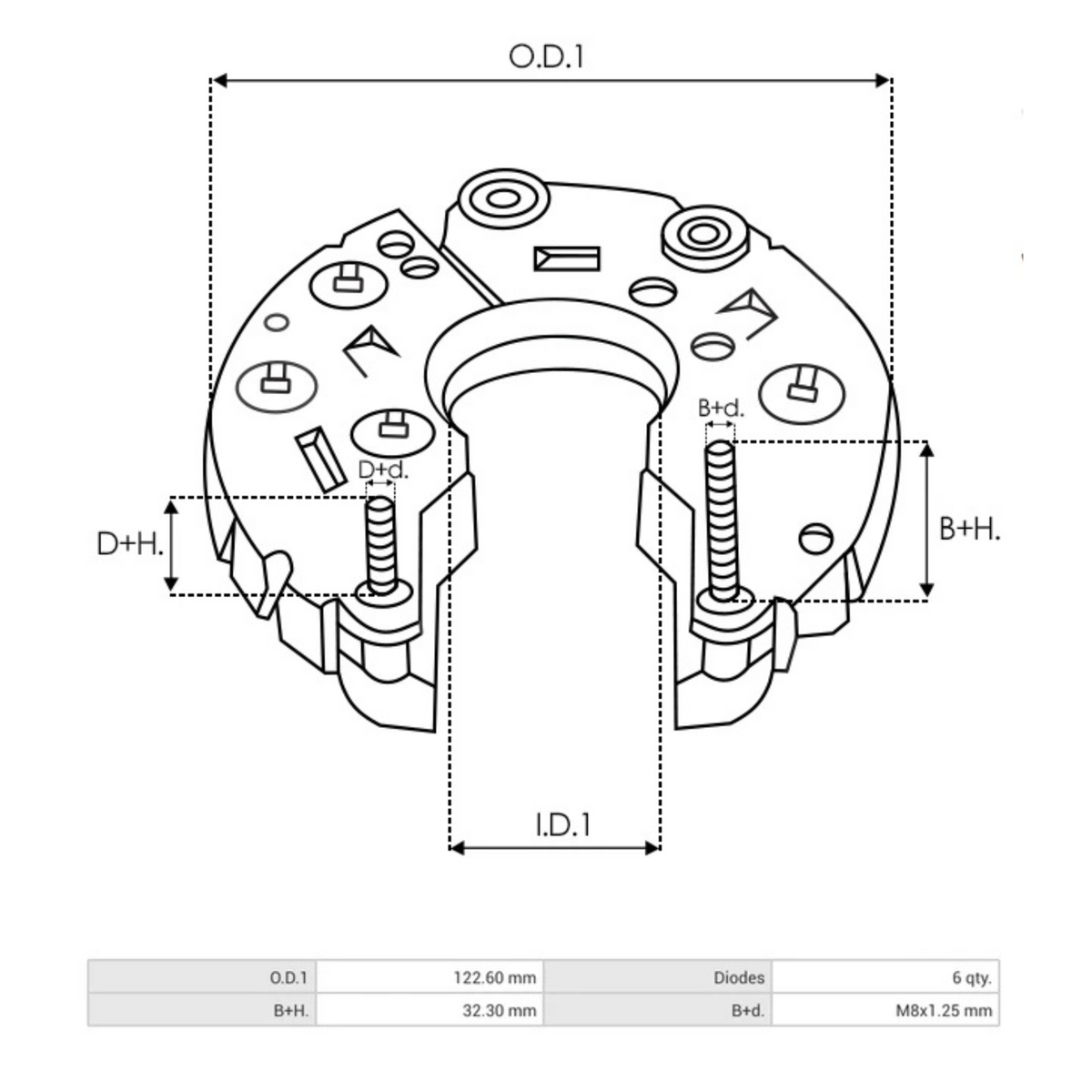 ARC5150 Mitsubishi Alternator Rectifier AS-PL DIMENSIONS